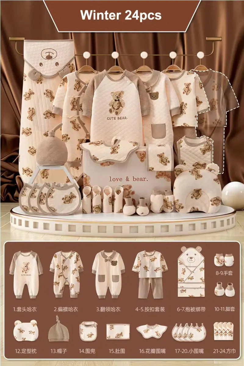 20/22/24/26 Pieces Newborn Clothes Baby Gift Pure Cotton Set 0-6 Months Autumn and Winter Kids Suit Unisex without Box