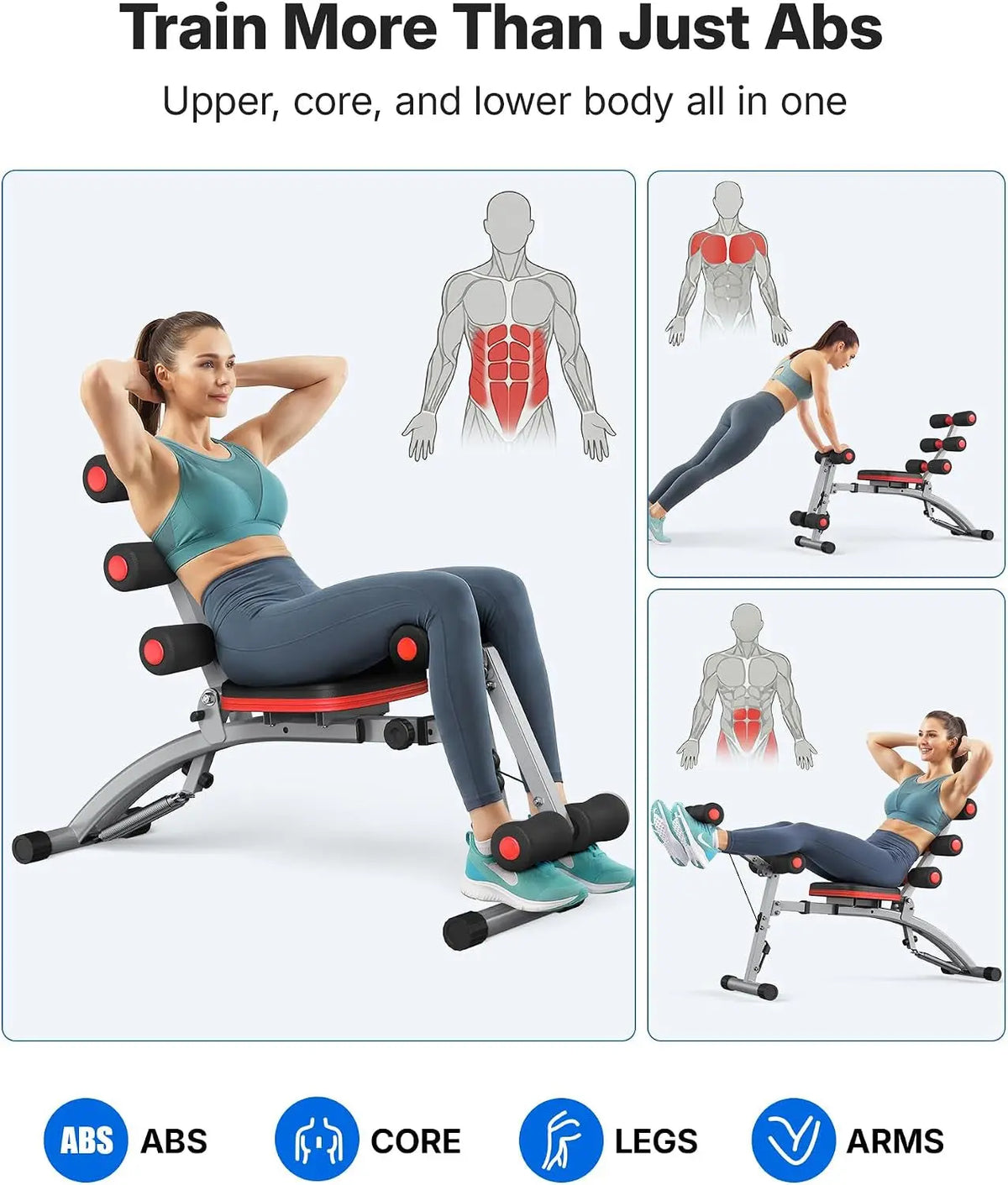 Ab Machine, Adjustable Ab Trainer, Sit up Exercise Equipment 300LBS