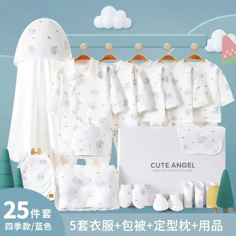 Spring Babies Gift Box 100% Cotton Clothing Sets 22Pcs 25Pcs Pink Blue Logo New Born Baby Clothes Gift Set