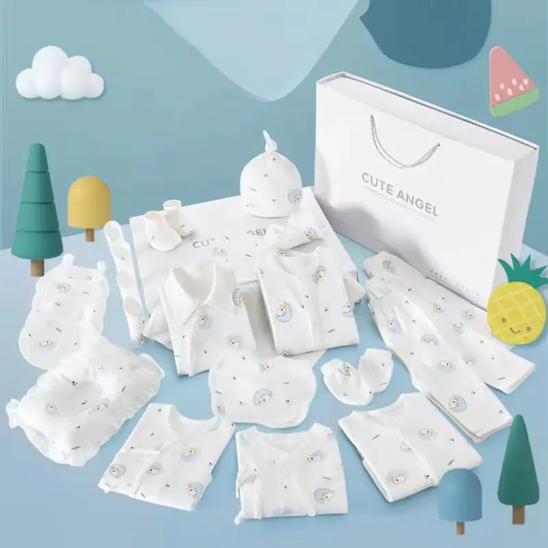 Spring Babies Gift Box 100% Cotton Clothing Sets 22Pcs 25Pcs Pink Blue Logo New Born Baby Clothes Gift Set