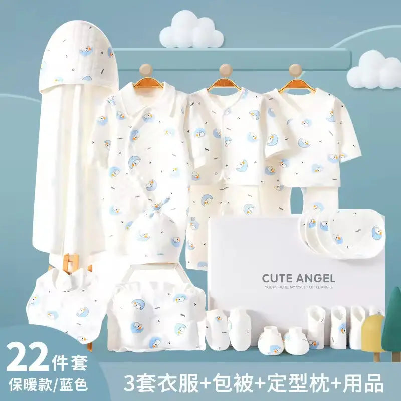Spring Babies Gift Box 100% Cotton Clothing Sets 22Pcs 25Pcs Pink Blue Logo New Born Baby Clothes Gift Set