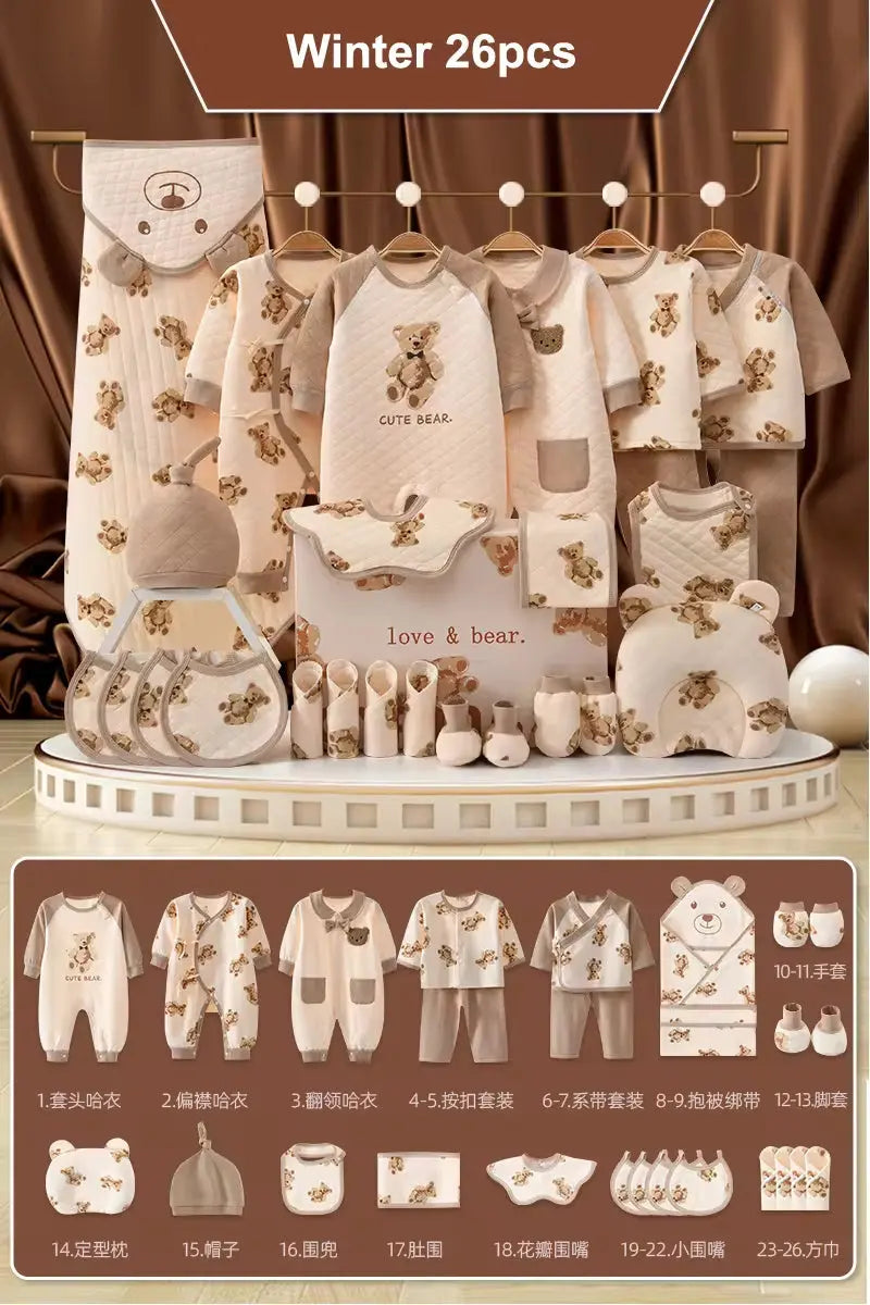 20/22/24/26 Pieces Newborn Clothes Baby Gift Pure Cotton Set 0-6 Months Autumn and Winter Kids Suit Unisex without Box