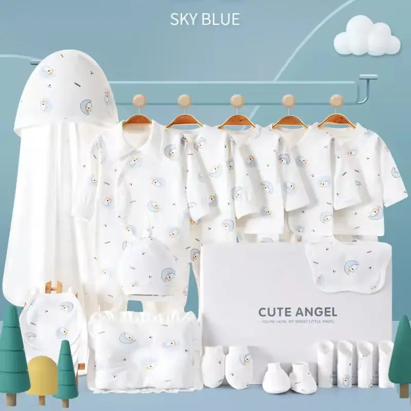 Spring Babies Gift Box 100% Cotton Clothing Sets 22Pcs 25Pcs Pink Blue Logo New Born Baby Clothes Gift Set
