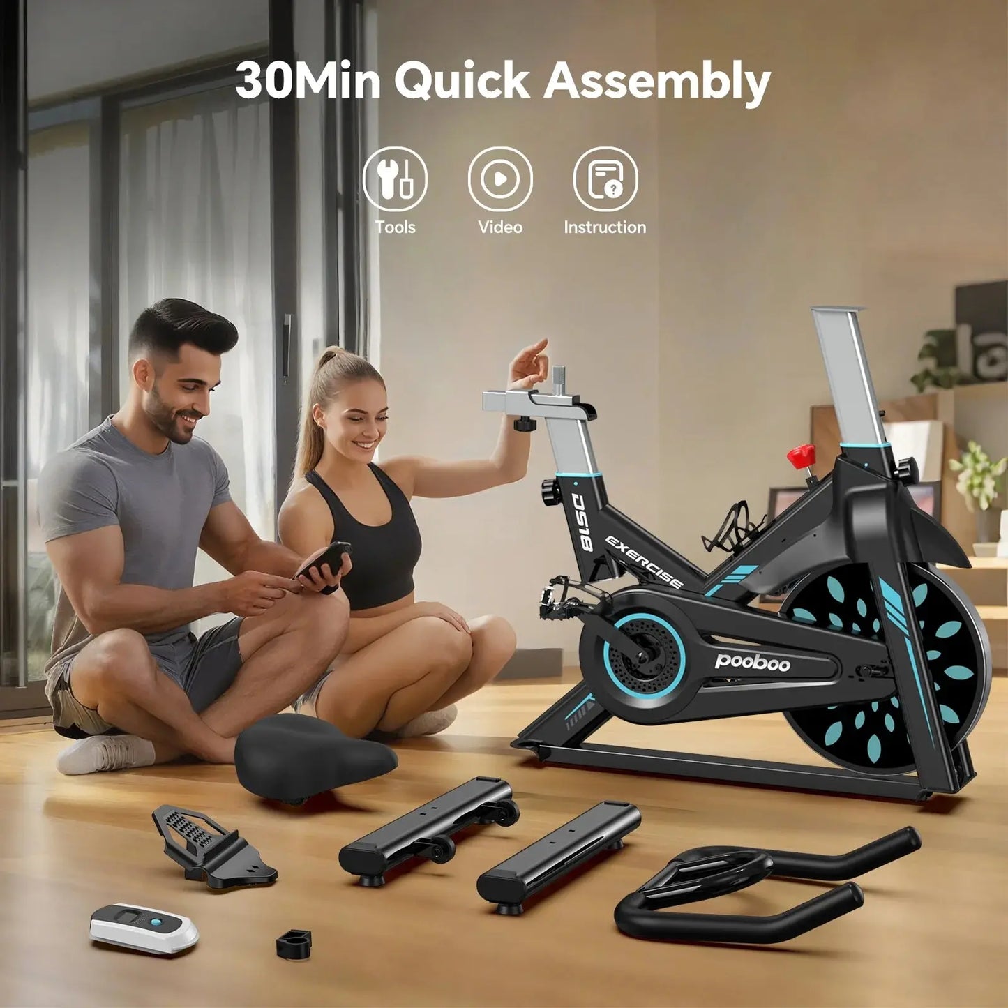 Professional Indoor Cycling Bike Stationary Exercise Bikes Home Cardio Workout Bicycle Machine 350Lb Flywheel Weight 40Lbs