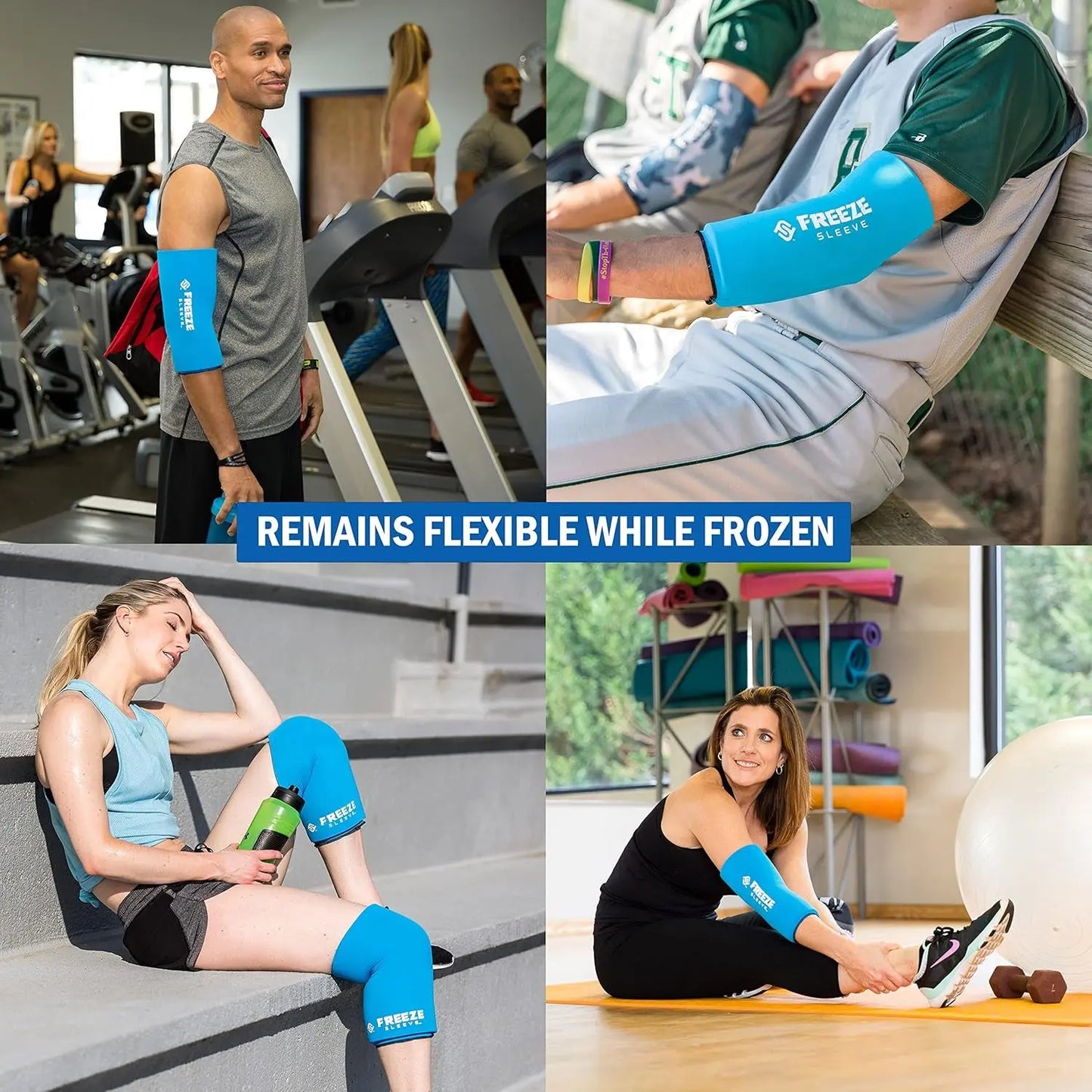 Ice and Heat Therapy Sleeve | Reusable Ice Pack Flexible Gel Compression Sleeve for Pain Relief and Recovery of Elbow Knee Ankle Leg Wrist Injuries | Turquoise Small Medium