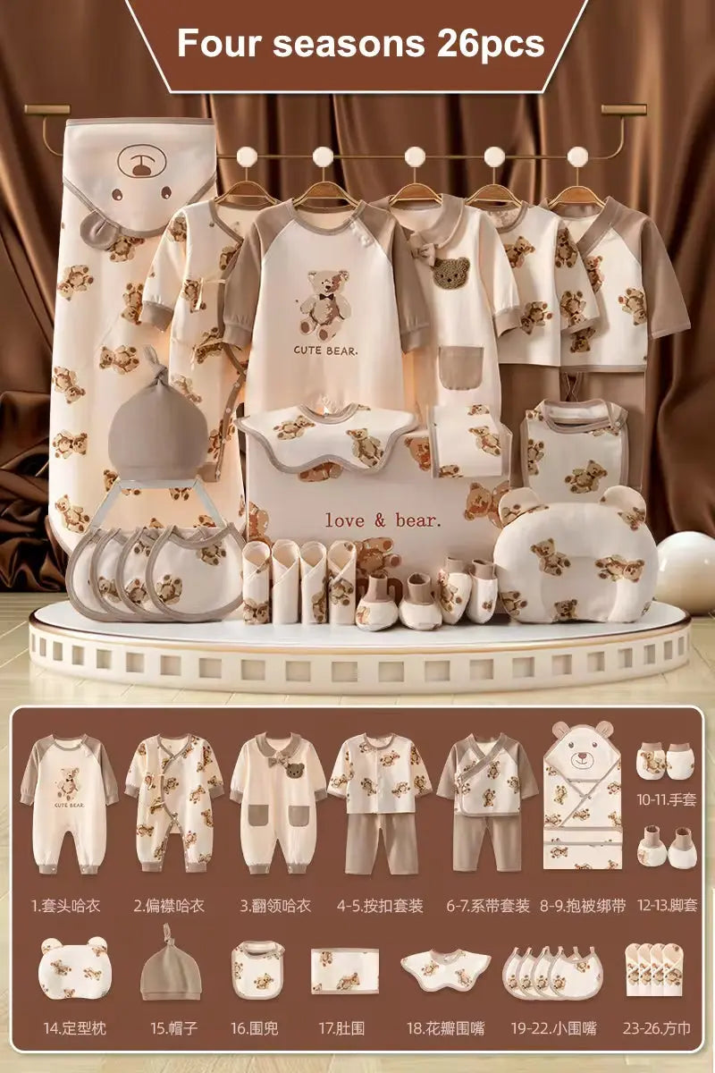 20/22/24/26 Pieces Newborn Clothes Baby Gift Pure Cotton Set 0-6 Months Autumn and Winter Kids Suit Unisex without Box