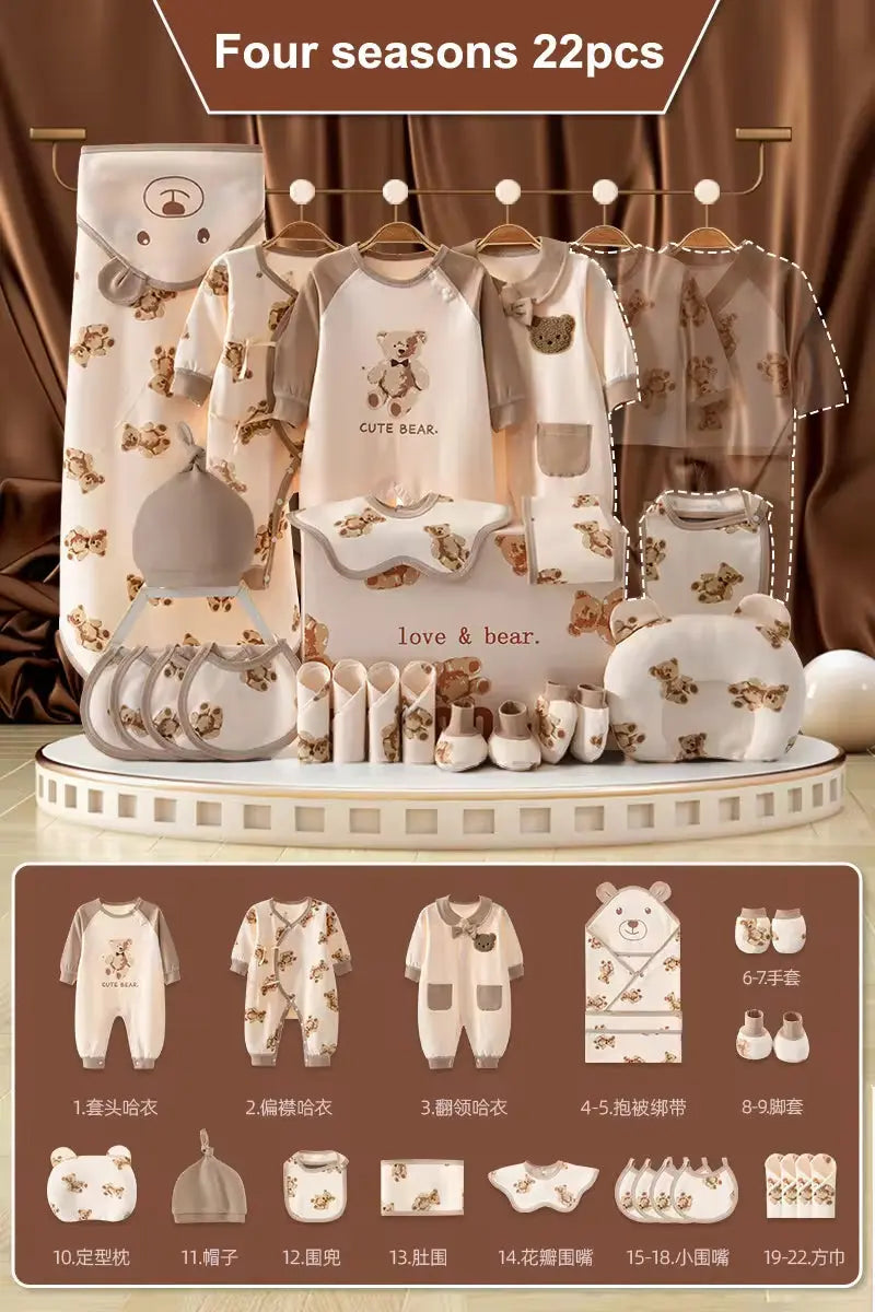 20/22/24/26 Pieces Newborn Clothes Baby Gift Pure Cotton Set 0-6 Months Autumn and Winter Kids Suit Unisex without Box