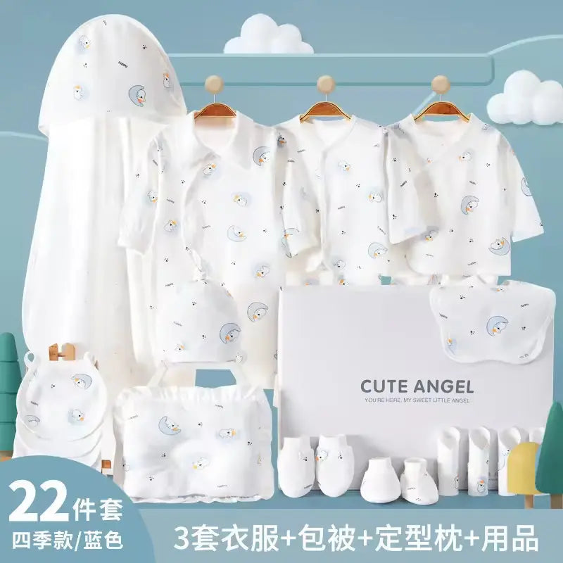 Spring Babies Gift Box 100% Cotton Clothing Sets 22Pcs 25Pcs Pink Blue Logo New Born Baby Clothes Gift Set