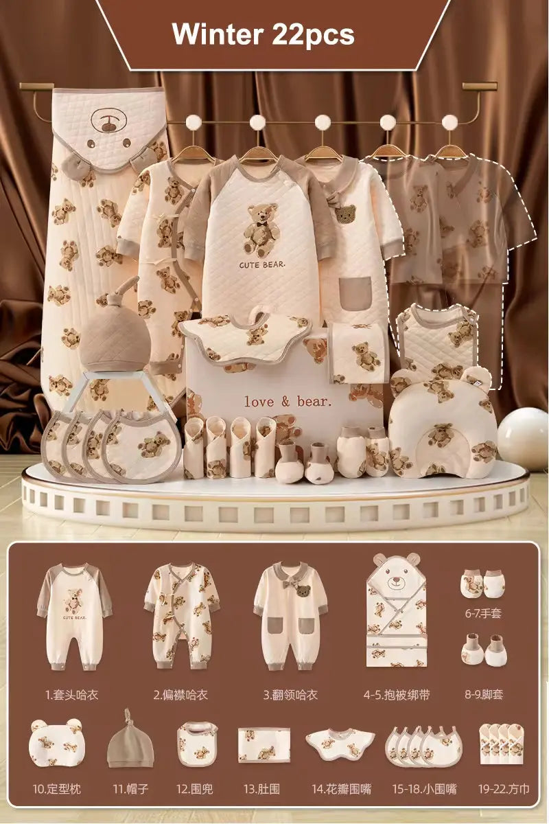 20/22/24/26 Pieces Newborn Clothes Baby Gift Pure Cotton Set 0-6 Months Autumn and Winter Kids Suit Unisex without Box