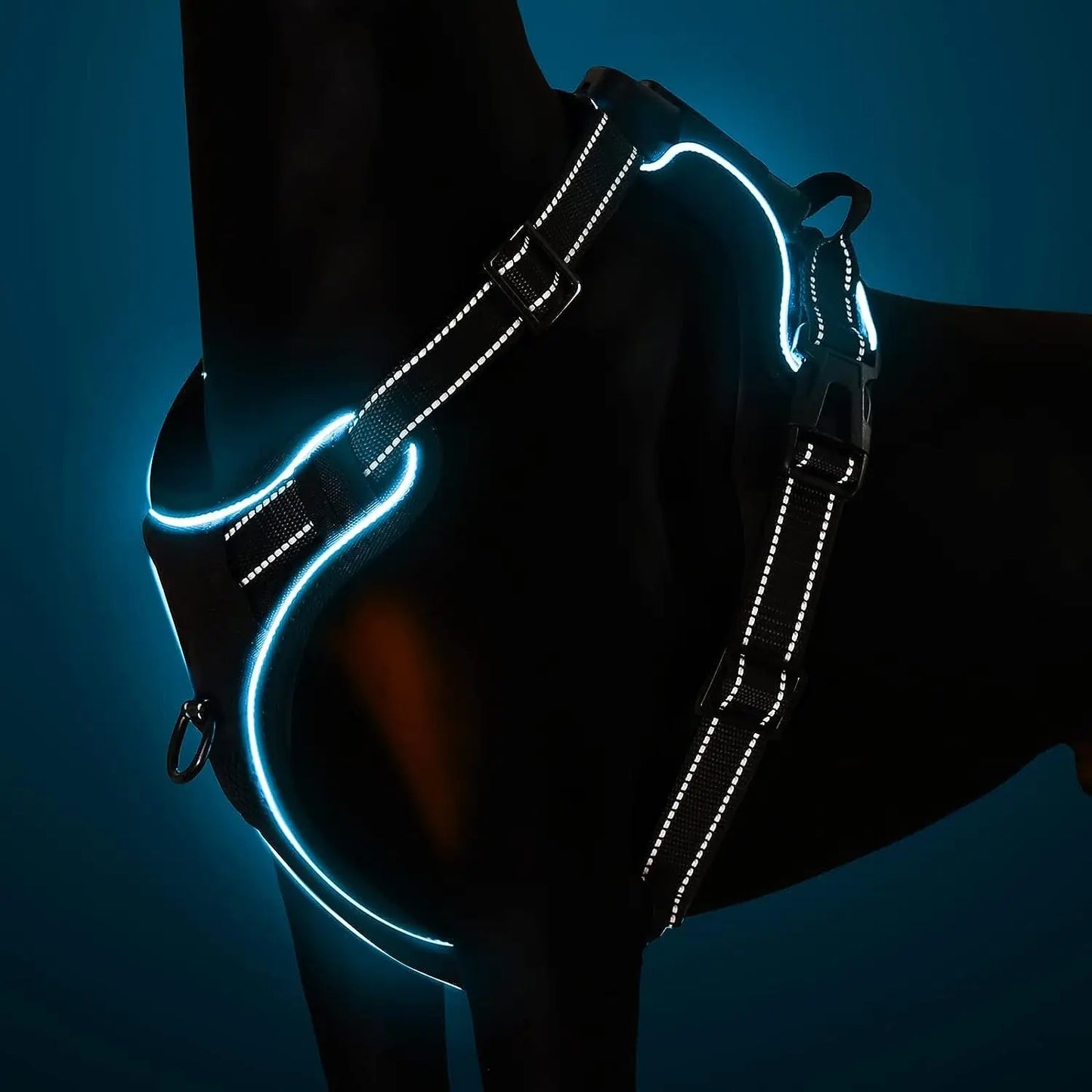 No Pull Dog Harness, Light up Dog Harness There Are 3 Light Modes with Control Handle and Reflective Strap, Adjustable Breathable Dog Vest Suitable for Small, Medium, Large Dogs(S)