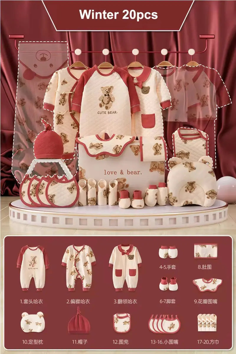 20/22/24/26 Pieces Newborn Clothes Baby Gift Pure Cotton Set 0-6 Months Autumn and Winter Kids Suit Unisex without Box