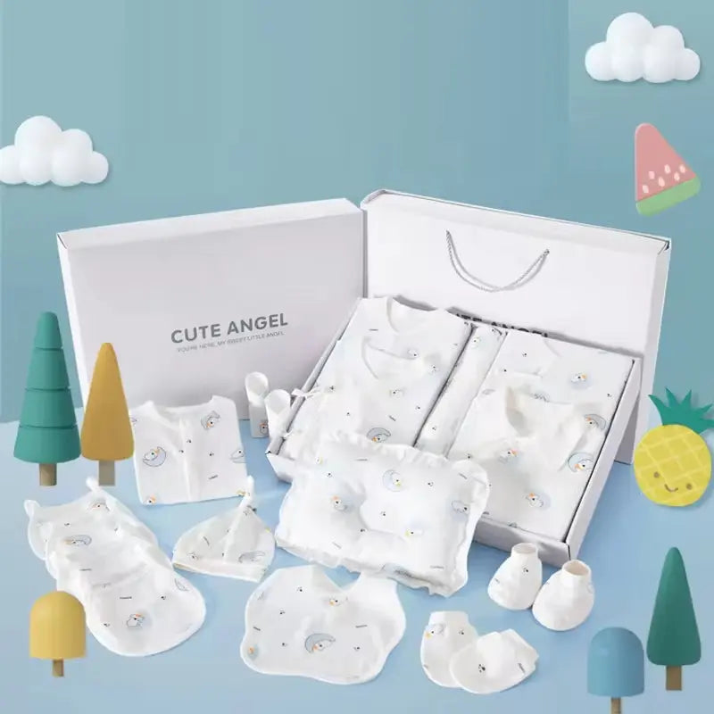 Spring Babies Gift Box 100% Cotton Clothing Sets 22Pcs 25Pcs Pink Blue Logo New Born Baby Clothes Gift Set