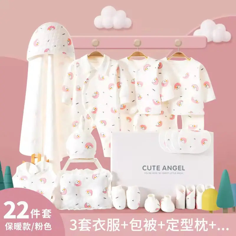 Spring Babies Gift Box 100% Cotton Clothing Sets 22Pcs 25Pcs Pink Blue Logo New Born Baby Clothes Gift Set