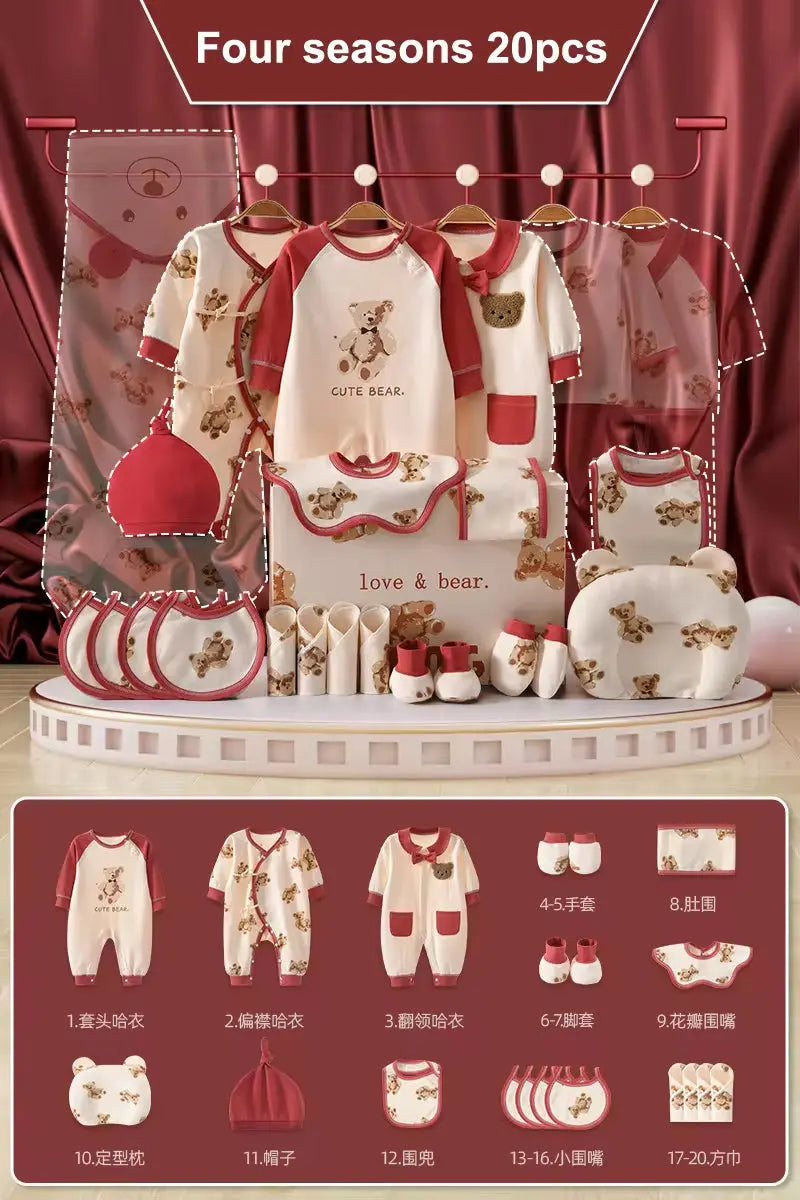 20/22/24/26 Pieces Newborn Clothes Baby Gift Pure Cotton Set 0-6 Months Autumn and Winter Kids Suit Unisex without Box