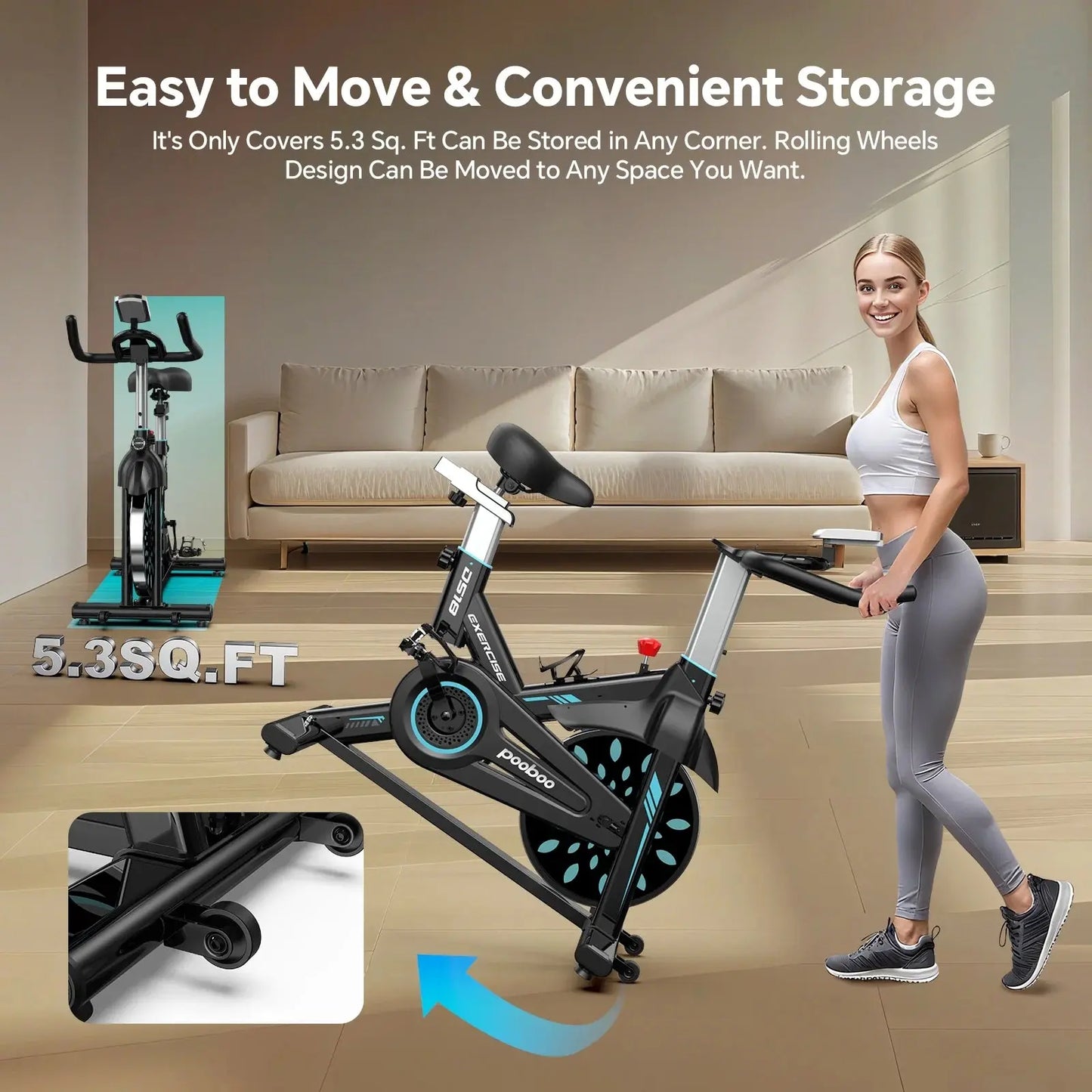 Professional Indoor Cycling Bike Stationary Exercise Bikes Home Cardio Workout Bicycle Machine 350Lb Flywheel Weight 40Lbs