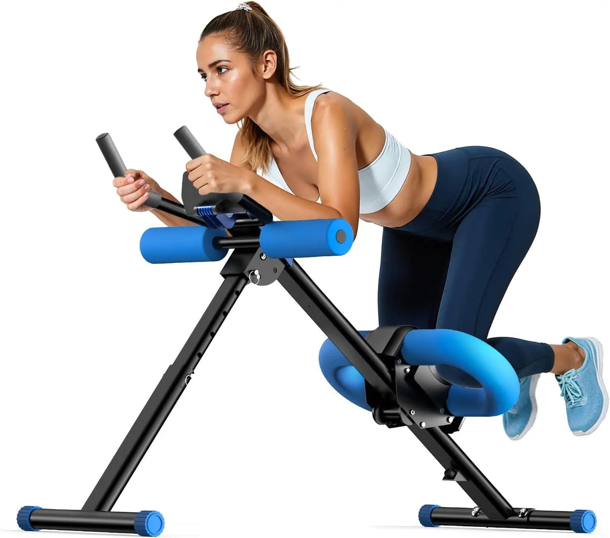 Ab Machine, Adjustable Ab Trainer Machine for Abs Workout at Home Gym, Foldable, Knee Protection, LCD Monitor, Device Holder, 400 Lbs,Abdominal Trainer for Stomach Workout