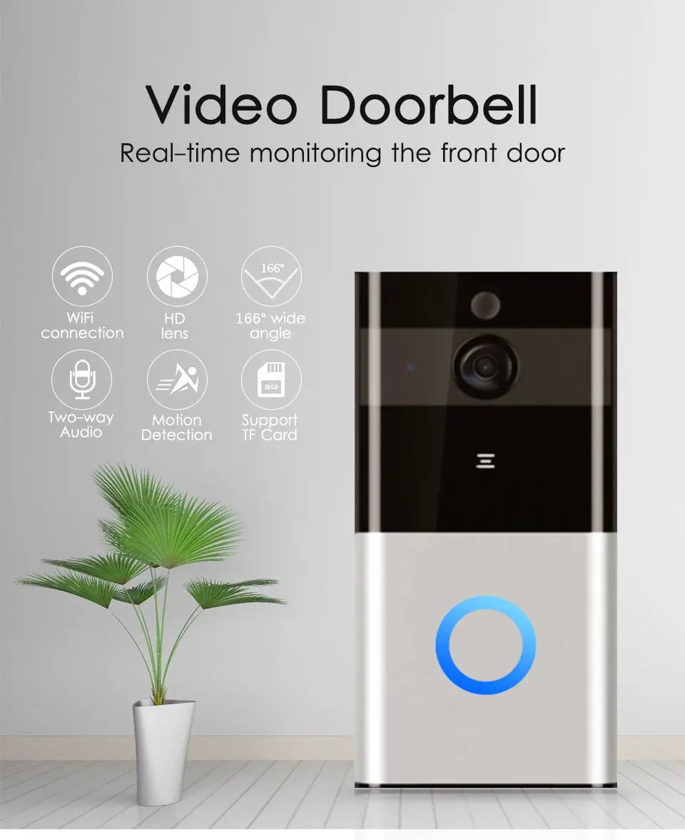 Marlboze 720P WIFI Visual Doorbell Wireless Intercom Doorbell PIR Motion Detection Night View SD Card Video Smart Doorbell Ring