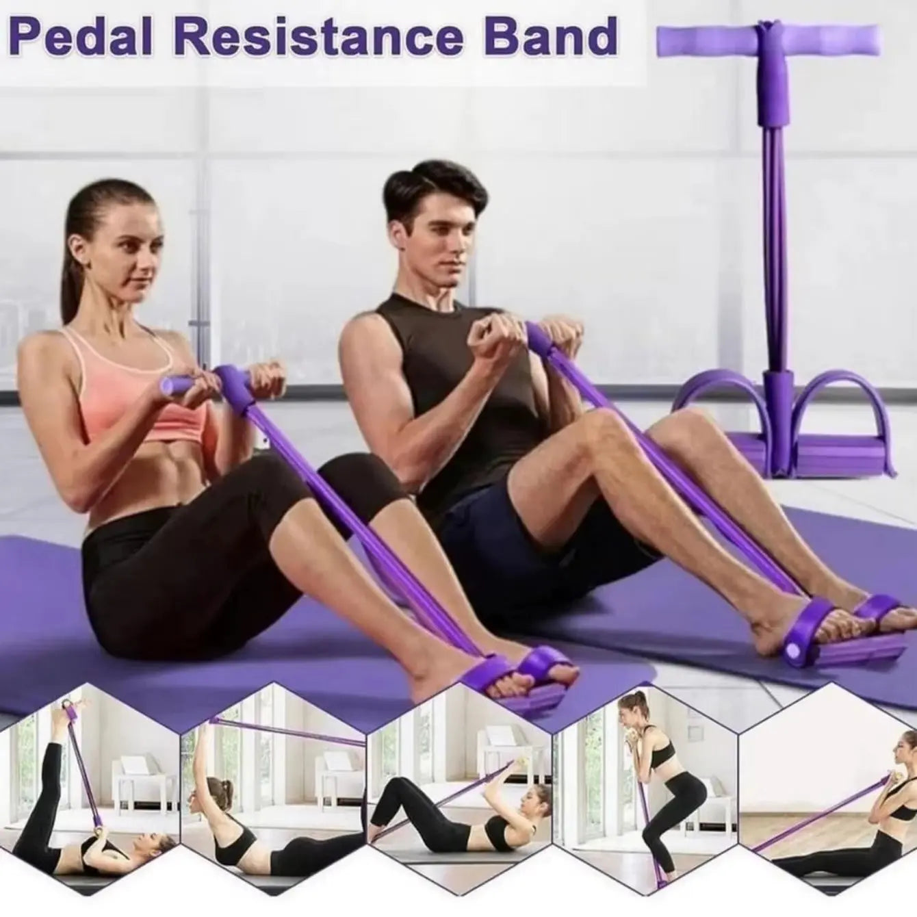 A Four-Pedal Six-Pedal Pull-On Sit-Up Aid Skinny Belly Fitness Yogi Uses a Tension Rope Pull-On Pull-On