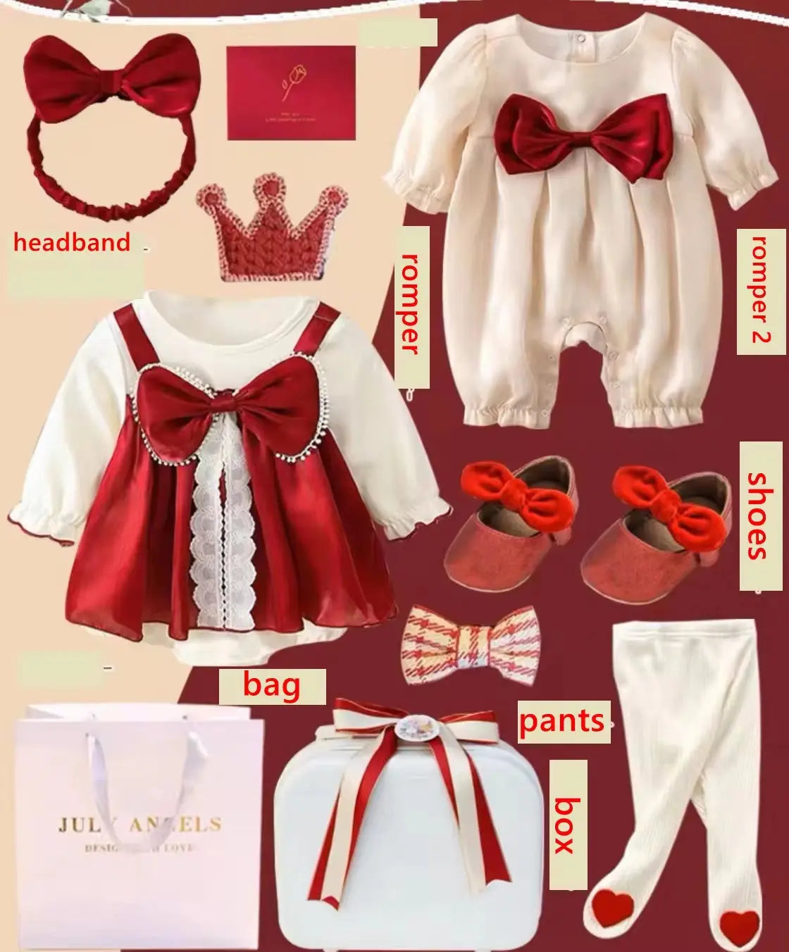 Newborn Baby Girl Festival Gift Gift Box Set Romper Sock Rattle Cute Babies Shower Clothing Set