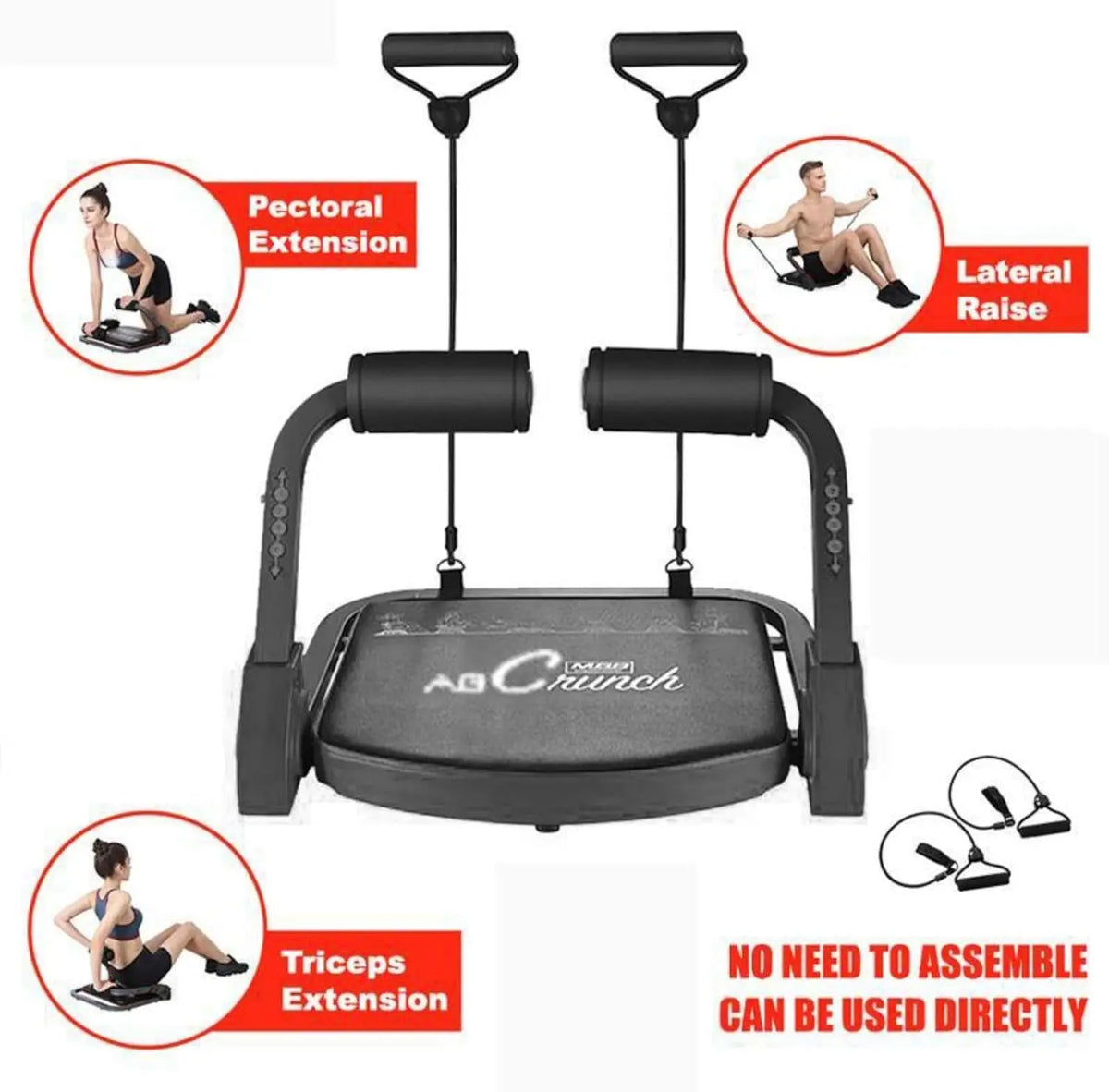 Ab Machine Ab Workout Equipment Sit up Machine & Exercise Equipment Ab Crunch Machine for Stomach Workout Ab Core Trainer Abdominal Machine for Home Gym with Resistance Bands