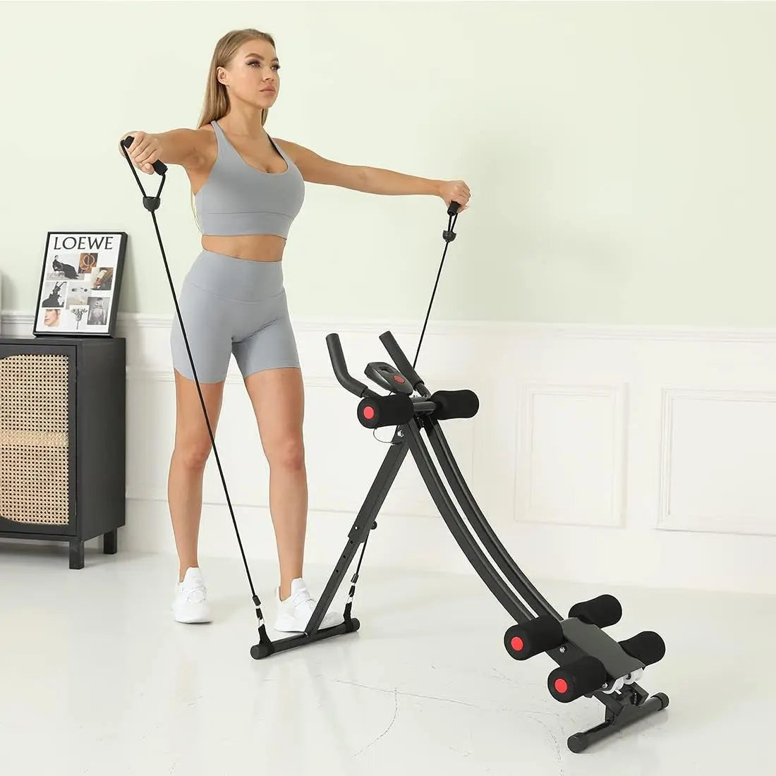AB Workout Equipment, Home Gym Ab Machine for Abdominal Exercise and Strength Training, Height Adjustable Fitness Equipment
