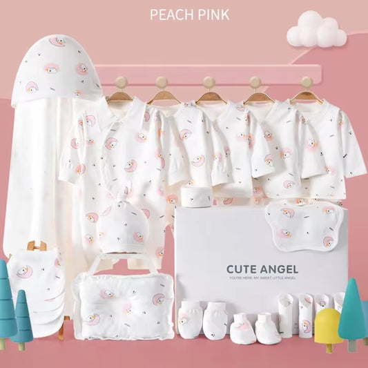 Spring Babies Gift Box 100% Cotton Clothing Sets 22Pcs 25Pcs Pink Blue Logo New Born Baby Clothes Gift Set