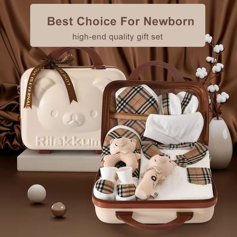 High-End New Baby Essentials Clothing Newborn Clothes Baby Gift Set with Luxury Gift Suitcase