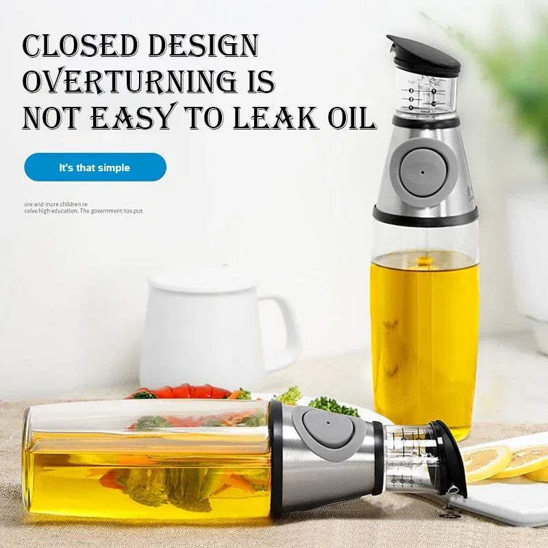 Oil Sprayer Superior Clear Glass Castor Oil Vinegar Jug Dispenser Oil Meter Kitchen Large Opening Filling Cleaning Healthy Diet