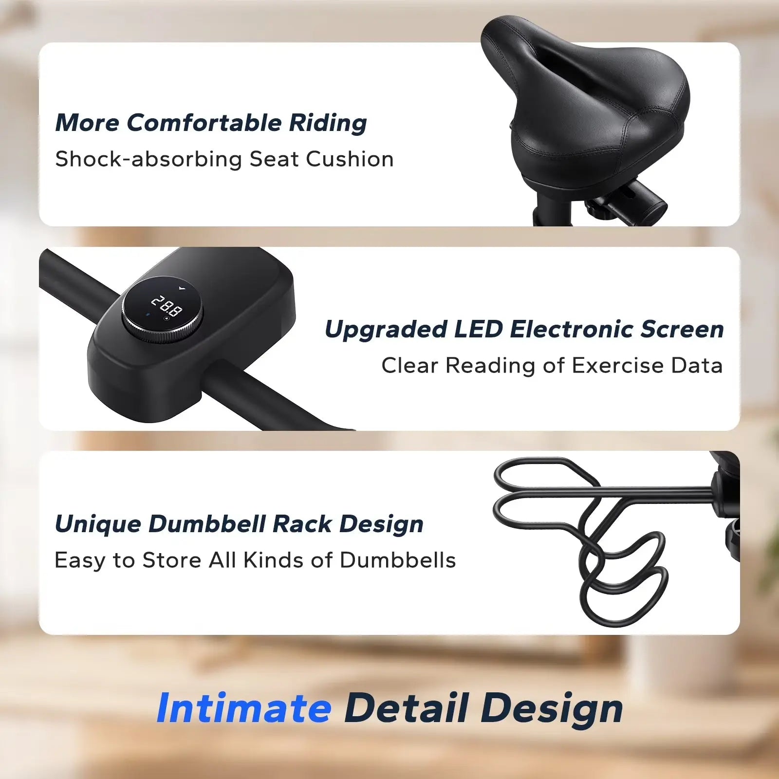 Exercise Bike Magnetic Home Stationary Bike with Free App Quiet Indoor Cycling Bike with 300Lbs Weight Capacity Dumbbell Rack