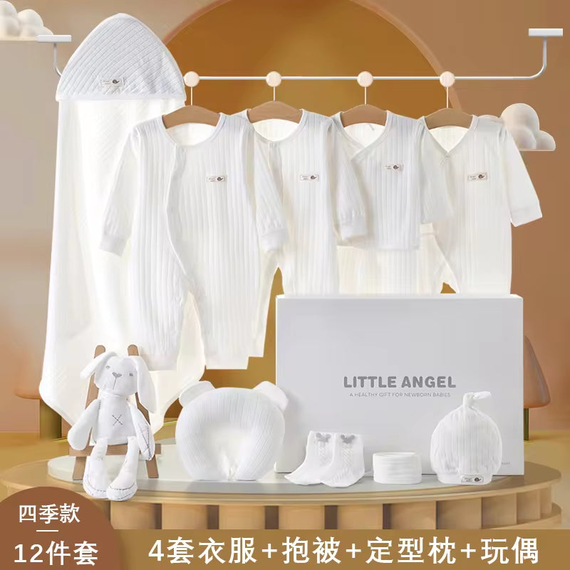 Spring Latest Design 100% Cotton Newborn Gift Box Clothes 12Pcs Soft Infant Baby Clothing Set for 0-12 Months