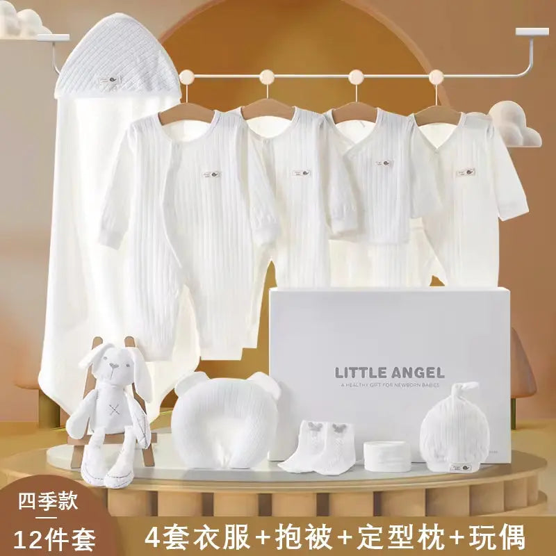 Spring Latest Design 100% Cotton Newborn Gift Box Clothes 12Pcs Soft Infant Baby Clothing Set for 0-12 Months