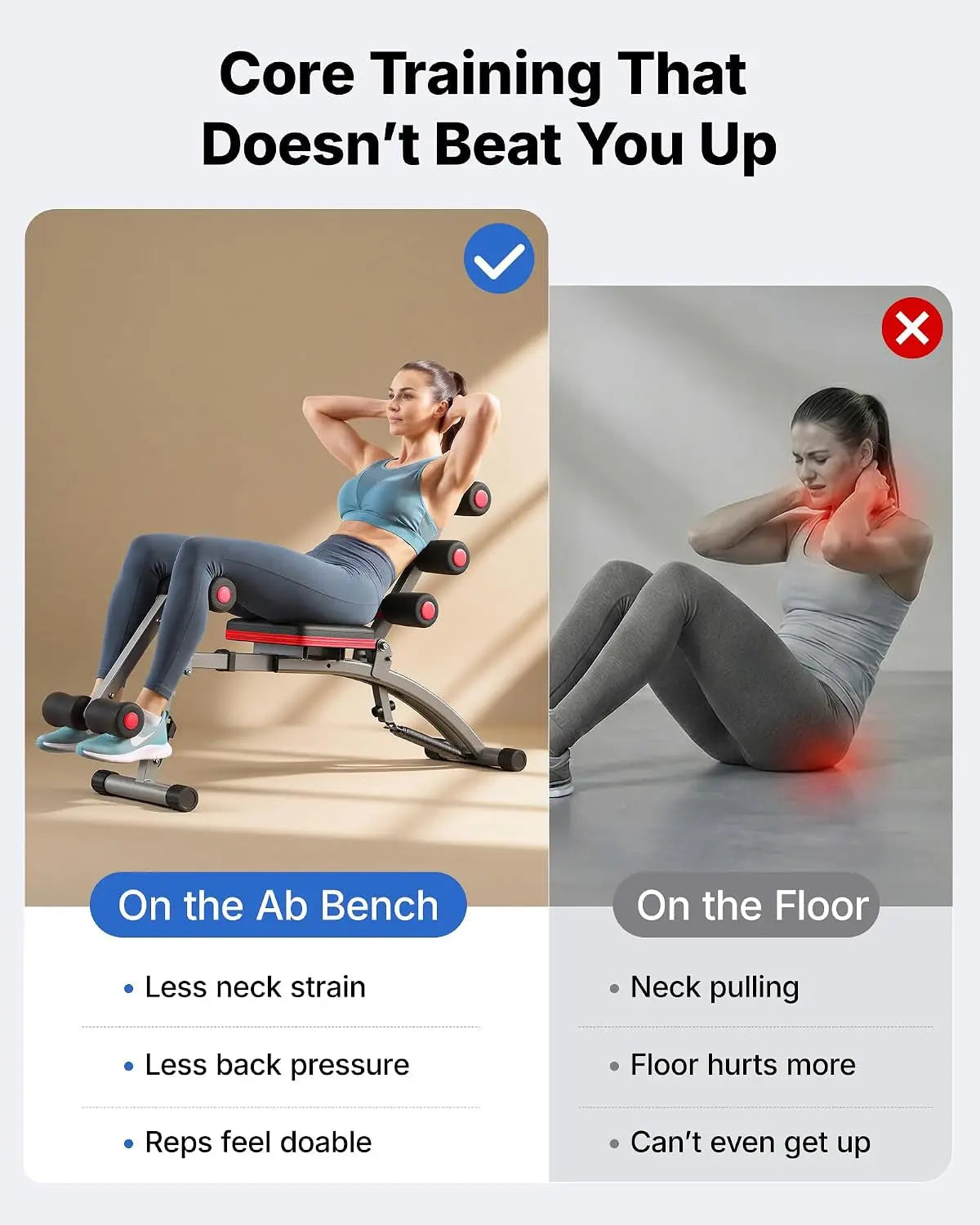 Ab Machine, Adjustable Ab Trainer, Sit up Exercise Equipment 300LBS