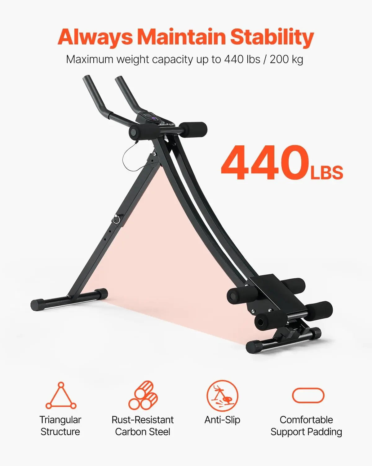 AB Workout Machine, Ab Workout Equipment at Home Gym, Core & Abdominal Trainers for Women, 440 Lbs Weight Capacity Strength Training Ab Cruncher, Foldable Adjustable Fitness Exerciser