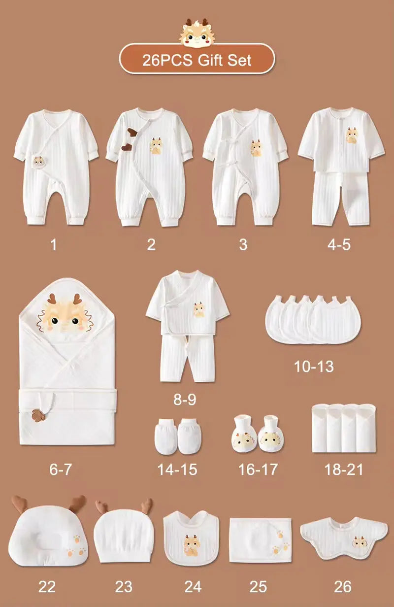New Design 26Pcs 100% Cotton Breathable Romper Gift Boxes Baby Clothes for Newborn