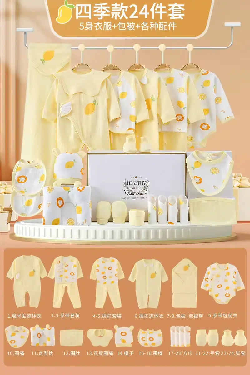 100% Cotton All Seasons Babies Gift Box Cotton Clothing Sets 18~25Pcs Pink Blue Yellow New Born Baby Clothes Gift Set