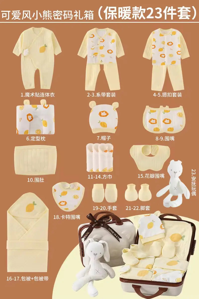 100% Cotton All Seasons Babies Gift Box Cotton Clothing Sets 18~25Pcs Pink Blue Yellow New Born Baby Clothes Gift Set