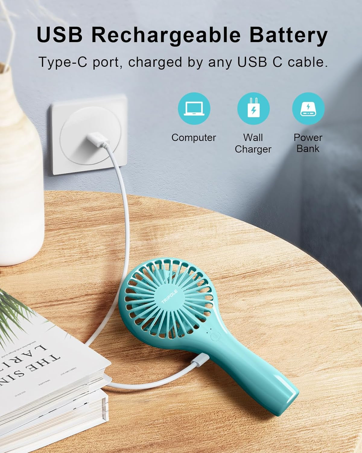 Mini Handheld Fan Battery Operated Small Personal Portable Speed Adjustable USB Rechargeable Fan Cute Design Powerful Eyelash Fan for Stylish Kids Girls Women Men Indoor Outdoor Travelling