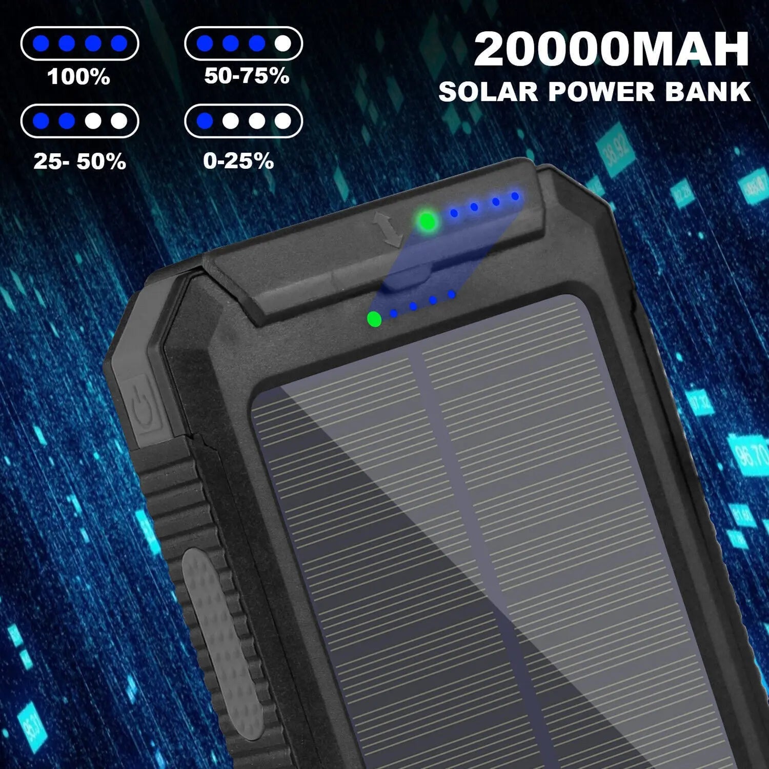 Super 20000Mah USB Portable Charger Solar Power Bank for Iphone Cell Phone 2023