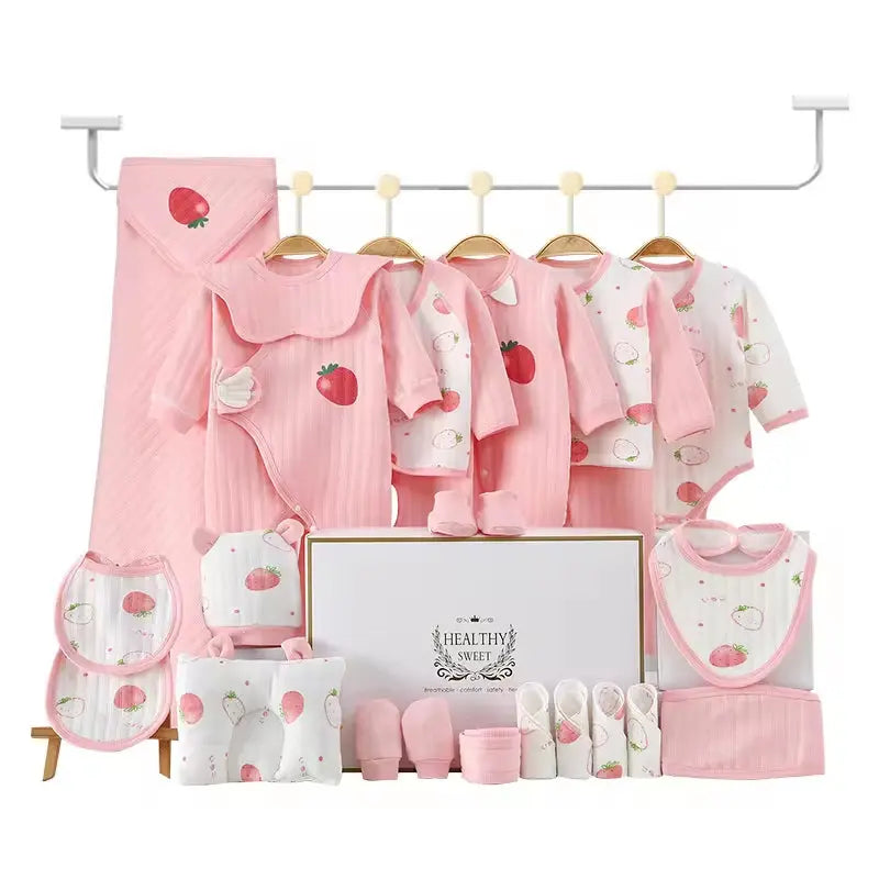100% Cotton All Seasons Babies Gift Box Cotton Clothing Sets 18~25Pcs Pink Blue Yellow New Born Baby Clothes Gift Set