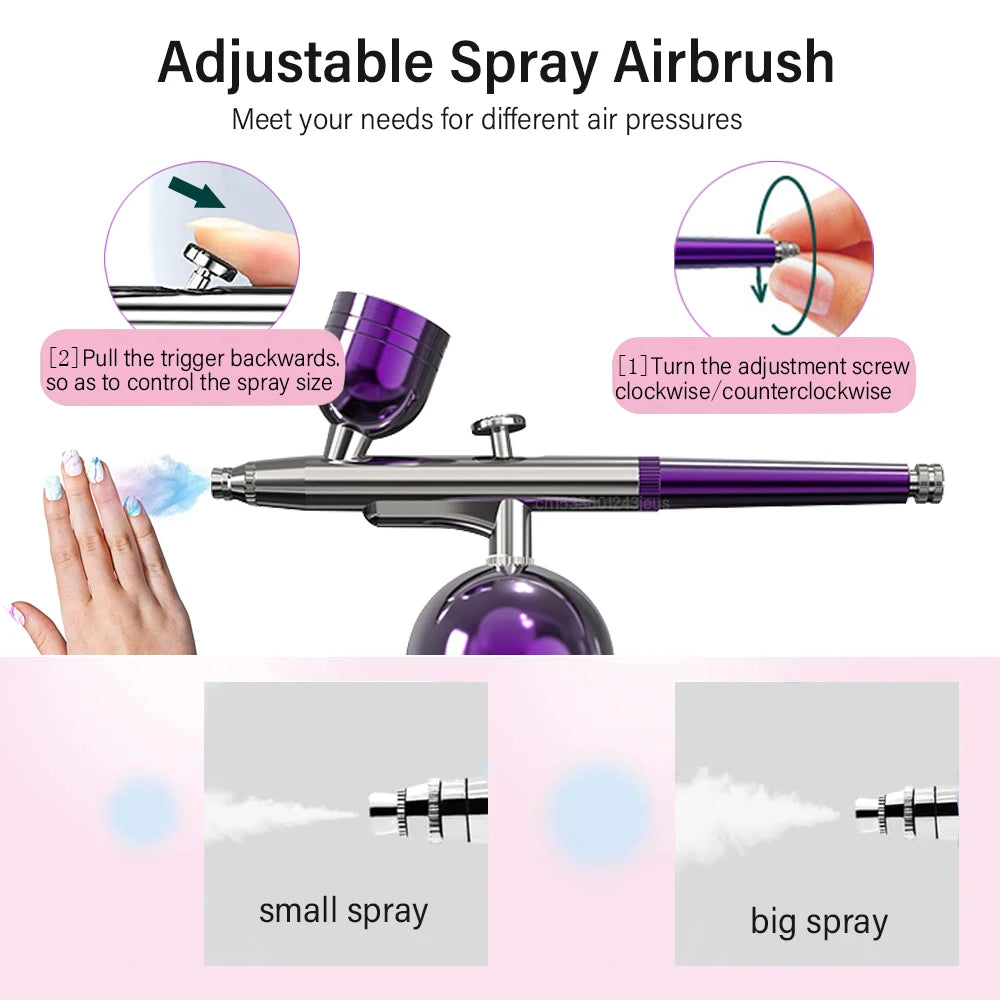 Airbrush Nail with Compressor Portable Air Brush for Nails Art Paint Cake Crafts Portable Nails Spray Airbrush Compressor Kit