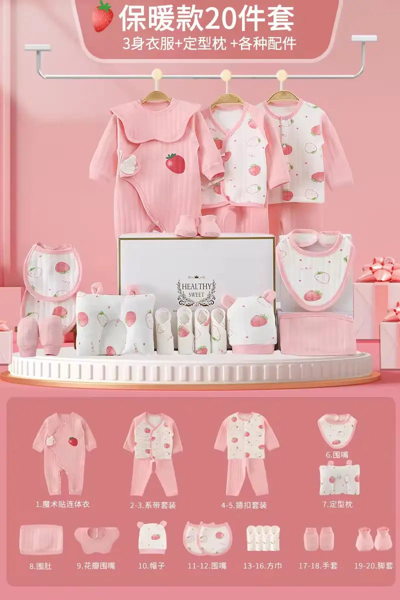 100% Cotton All Seasons Babies Gift Box Cotton Clothing Sets 18~25Pcs Pink Blue Yellow New Born Baby Clothes Gift Set