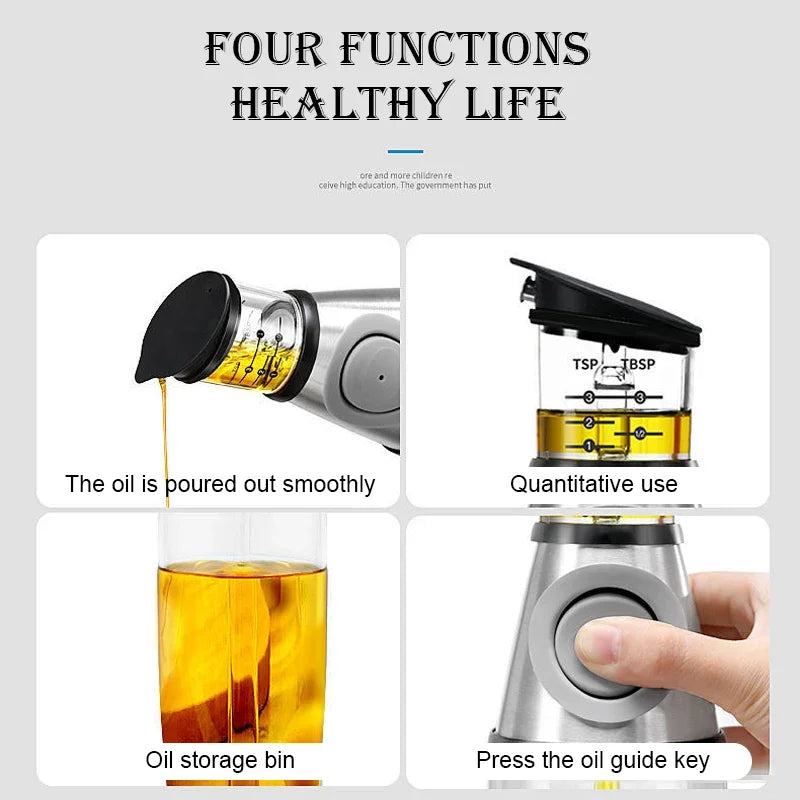 Oil Sprayer Superior Clear Glass Castor Oil Vinegar Jug Dispenser Oil Meter Kitchen Large Opening Filling Cleaning Healthy Diet