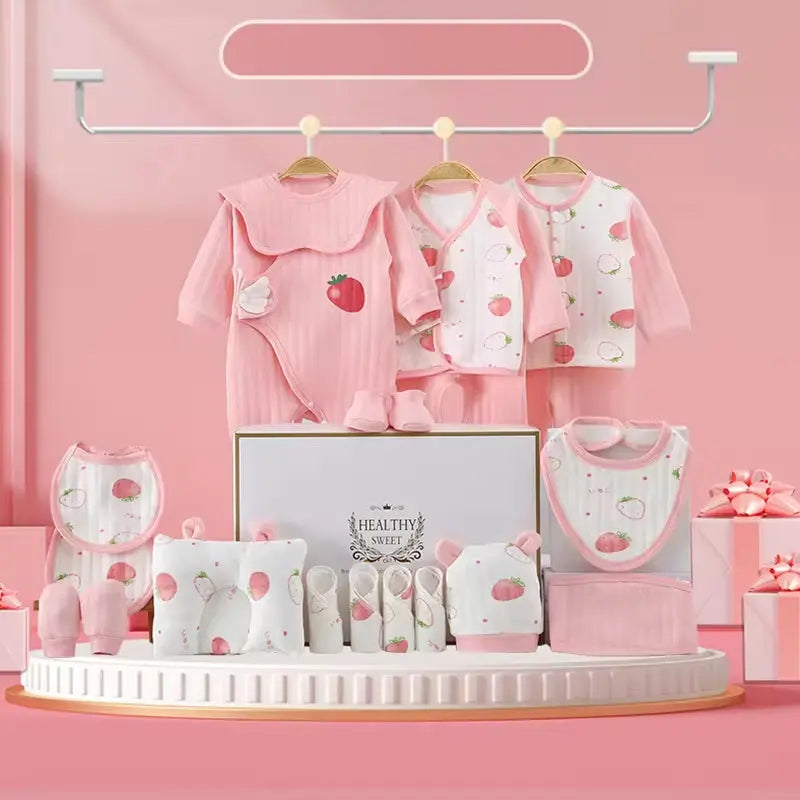 100% Cotton All Seasons Babies Gift Box Cotton Clothing Sets 18~25Pcs Pink Blue Yellow New Born Baby Clothes Gift Set