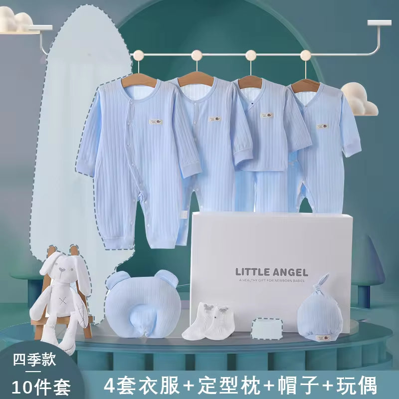 Spring Latest Design 100% Cotton Newborn Gift Box Clothes 12Pcs Soft Infant Baby Clothing Set for 0-12 Months