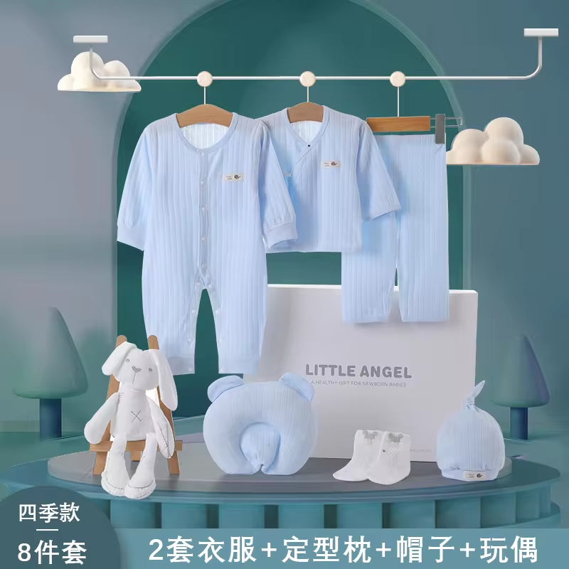 Spring Latest Design 100% Cotton Newborn Gift Box Clothes 12Pcs Soft Infant Baby Clothing Set for 0-12 Months