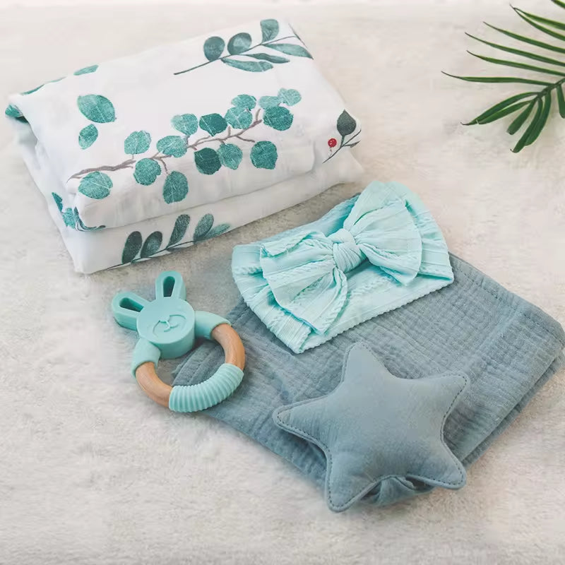 Baby Lovey Comforter Toy Muslin Security Blanket Gift Set Custom Bamboo Cotton Baby Swaddle Blanket Set