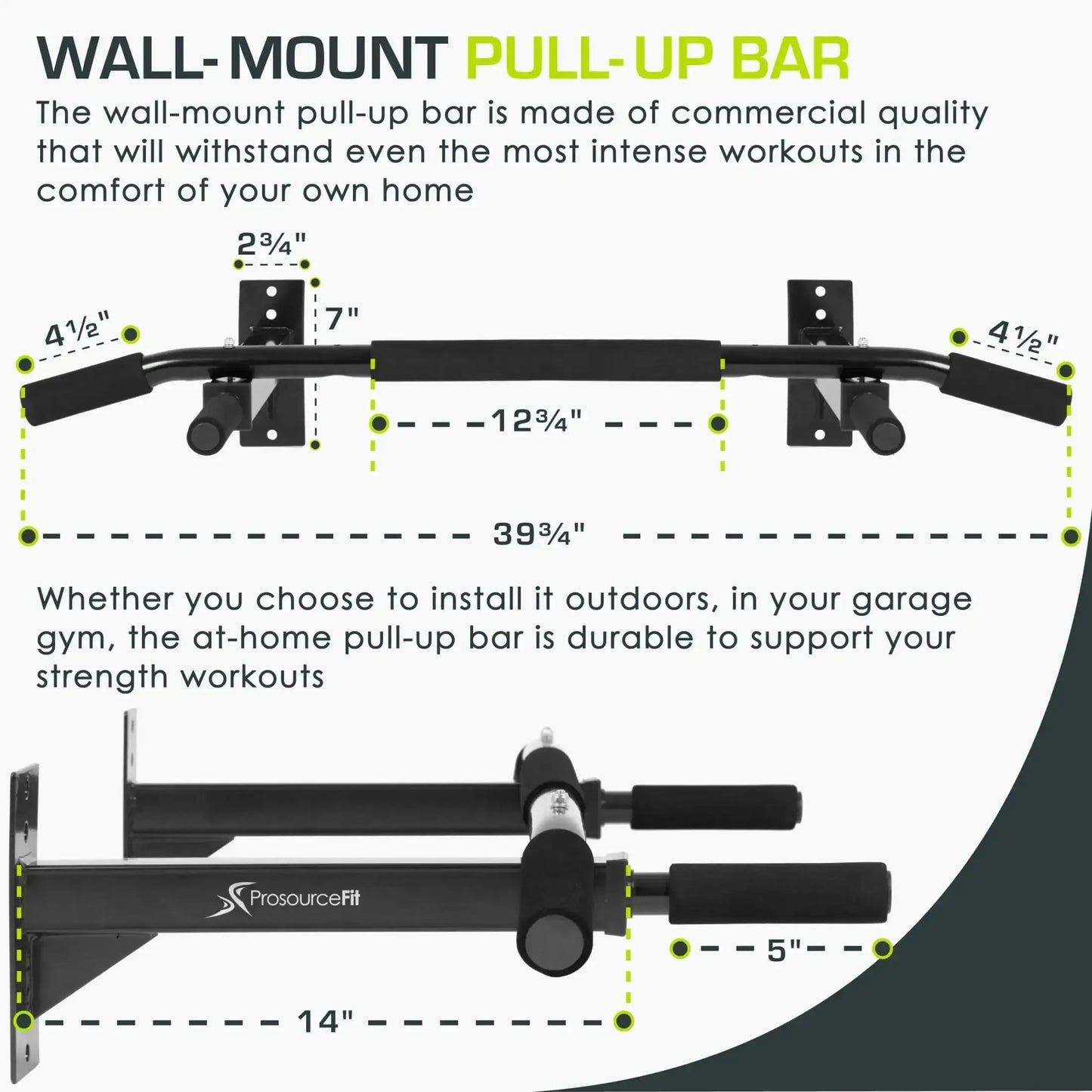 Space Saving Chin-Up Bar Heavy Duty 300Lbs, Garage Home Workout Equipment for Strength Training & Fitness