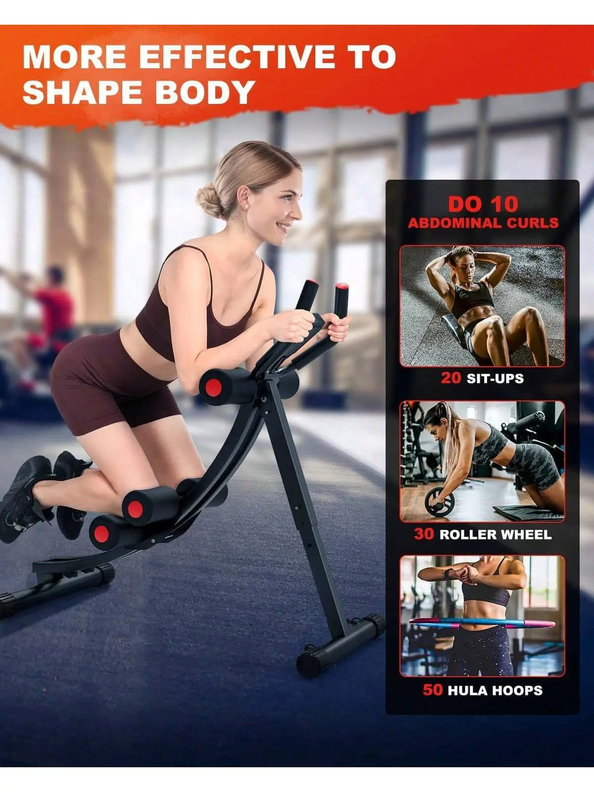 GIKPAL Ab Workout Equipment, Ab Machine for Home Gym, Height Adjustable Ab Trainer, Foldable Fitness Equipment, Abdominal Trainers Ab Workout Machine