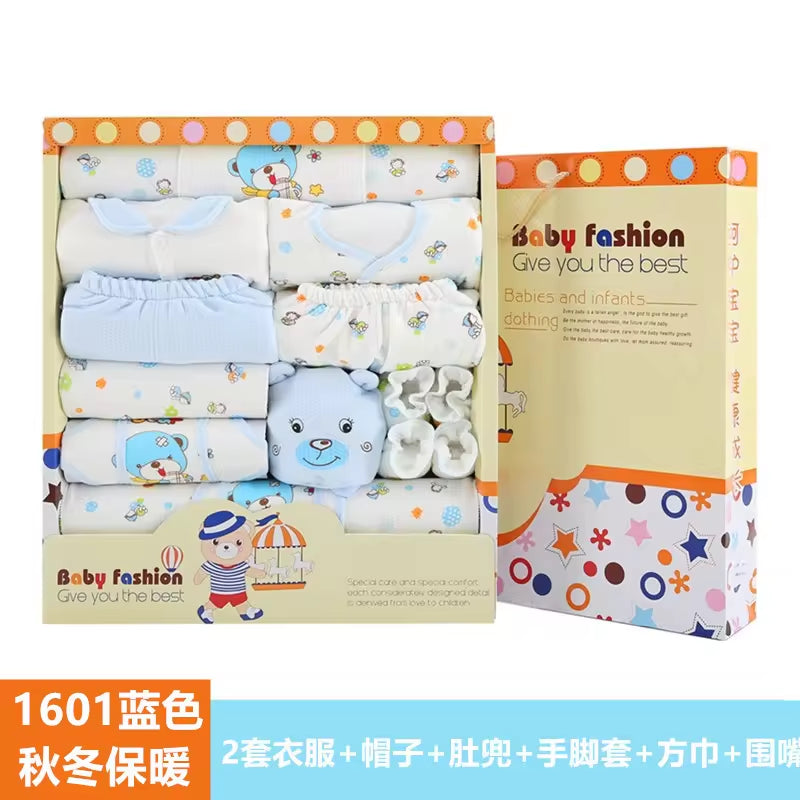 Autumn Winter 100% Cotton 16PCS 17PCS Baby Sleepwear Newborn Clothes Baby Gift Baby Clothes Gift Box Set