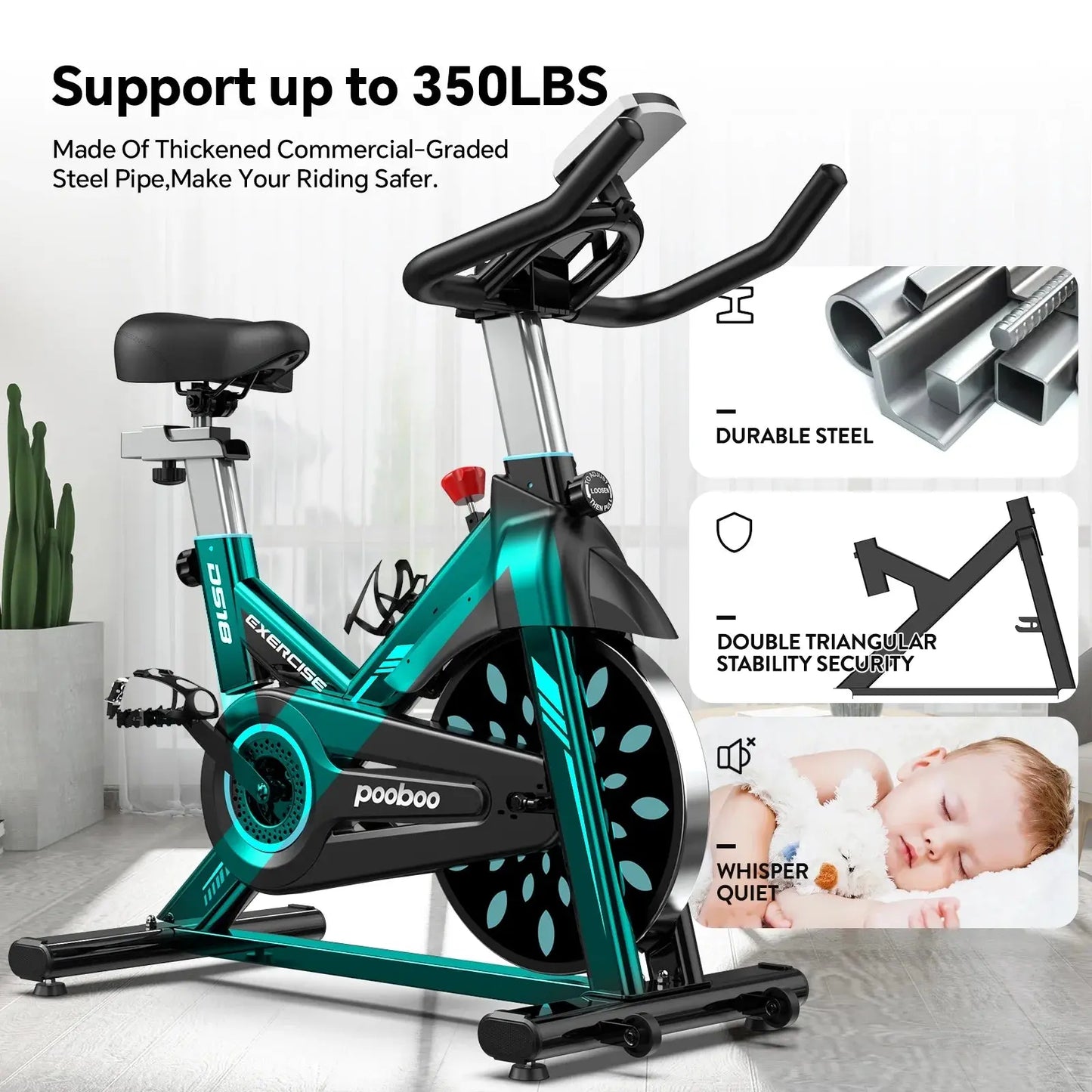 Professional Indoor Cycling Bike Stationary Exercise Bikes Home Cardio Workout Bicycle Machine 350Lb Flywheel Weight 40Lbs